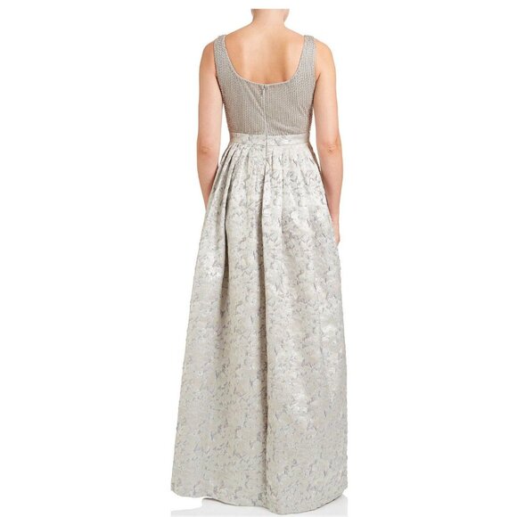 NWT Adrianna Papell Womens Sleeveless Beaded Bodice Jacquard Ball Gown Size 4 I - Picture 2 of 12